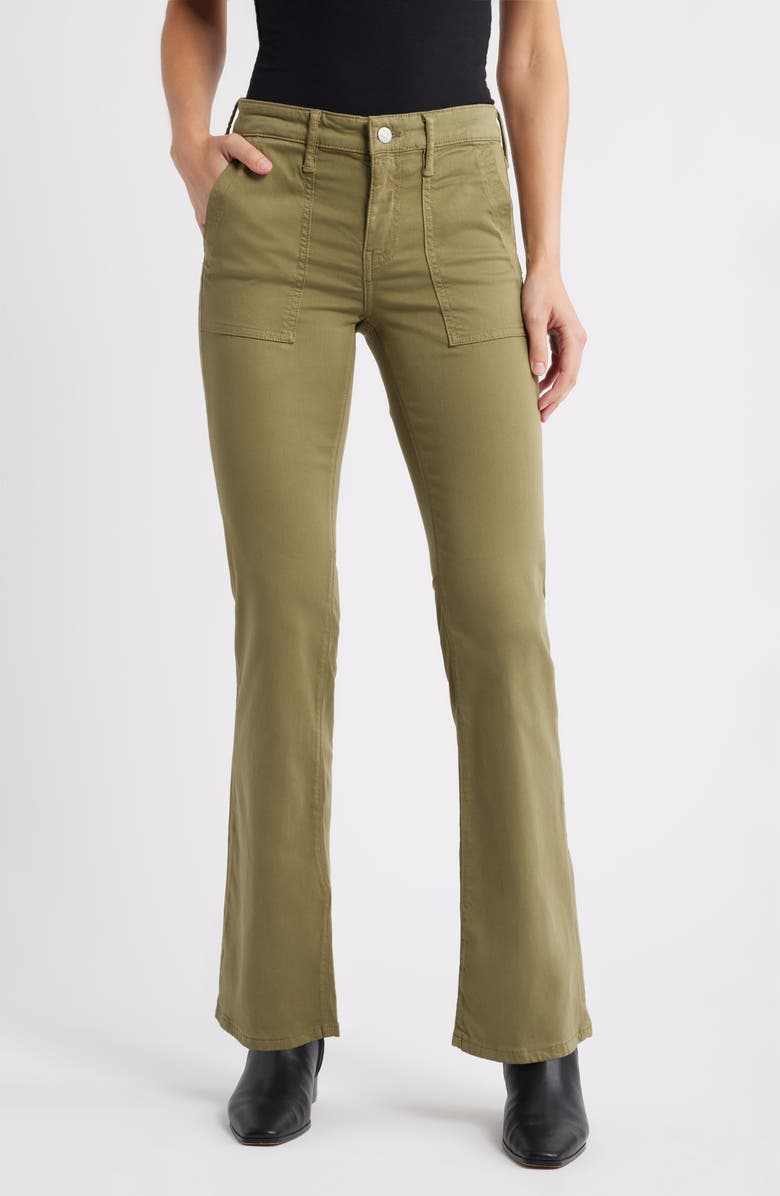 Mavi Jeans Vicky Patch Pocket Wide Leg Jeans, Main, color, Dark Olive Sateen