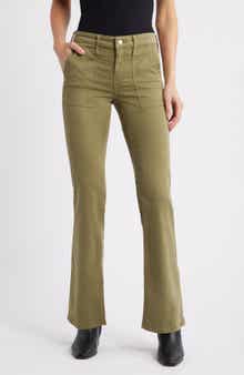 Vicky Patch Pocket Mid Rise Bootcut Sateen Pants