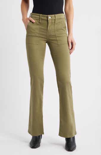 Vicky Patch Pocket Mid Rise Bootcut Sateen Pants