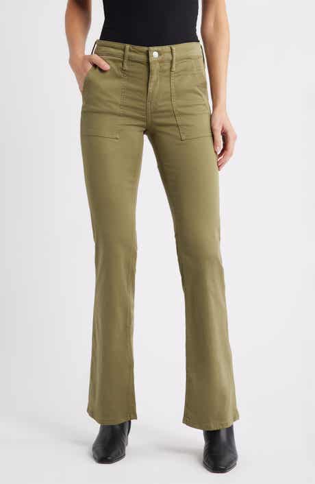 Vicky Patch Pocket Mid Rise Bootcut Sateen Pants
