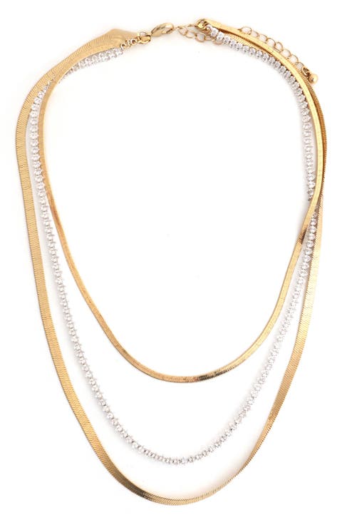 Two Tone Layered Mix Chain Necklace