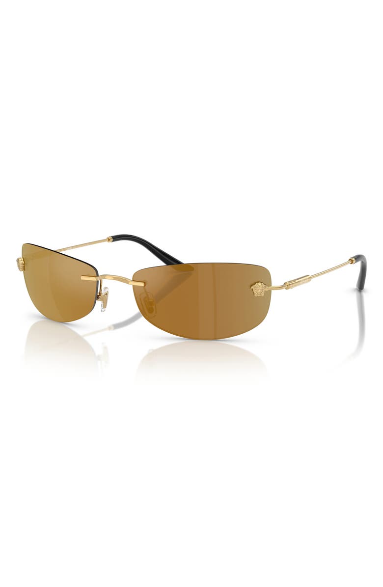 Versace 60mm Rectangle Sunglasses, Alternate, color, Gold
