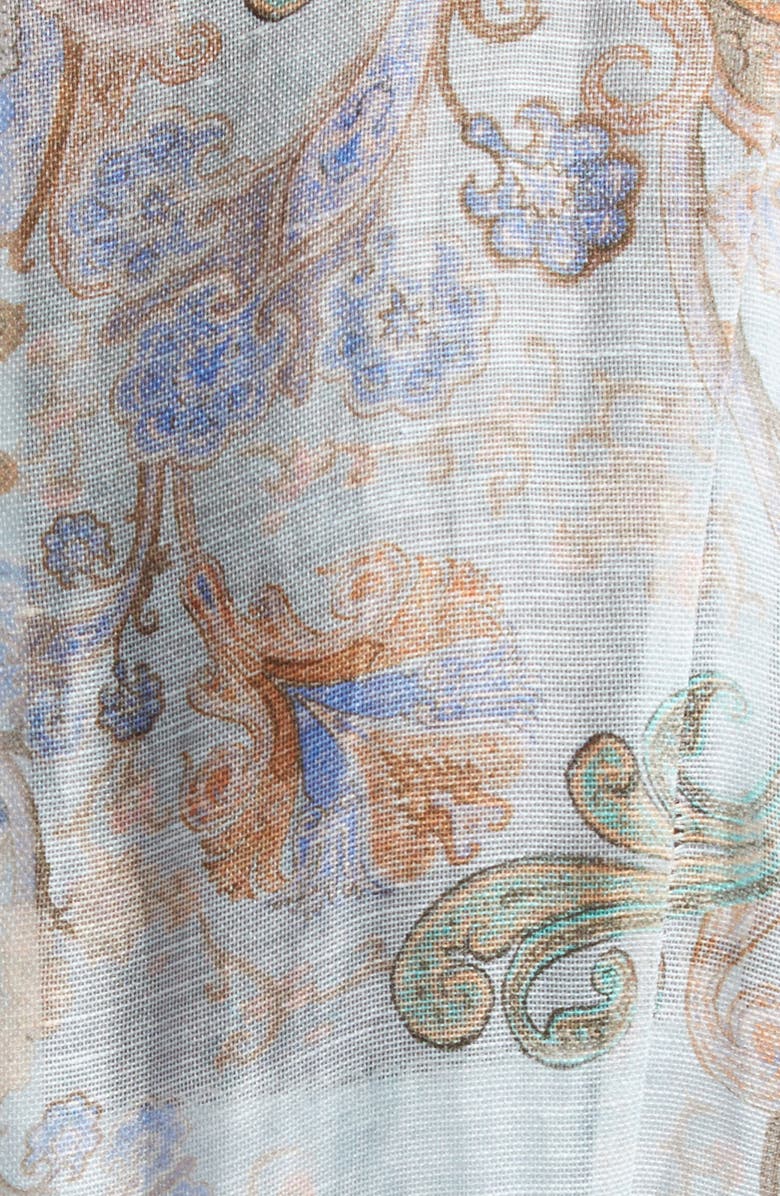 Zimmermann Eden Belted Long Sleeve Linen & Silk Minidress, Alternate, color,