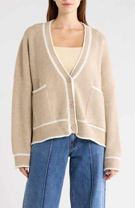 Cressara Contrast Knit Oversized Cardigan