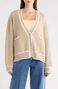 Princess Polly Cressara Contrast Knit Oversized Cardigan