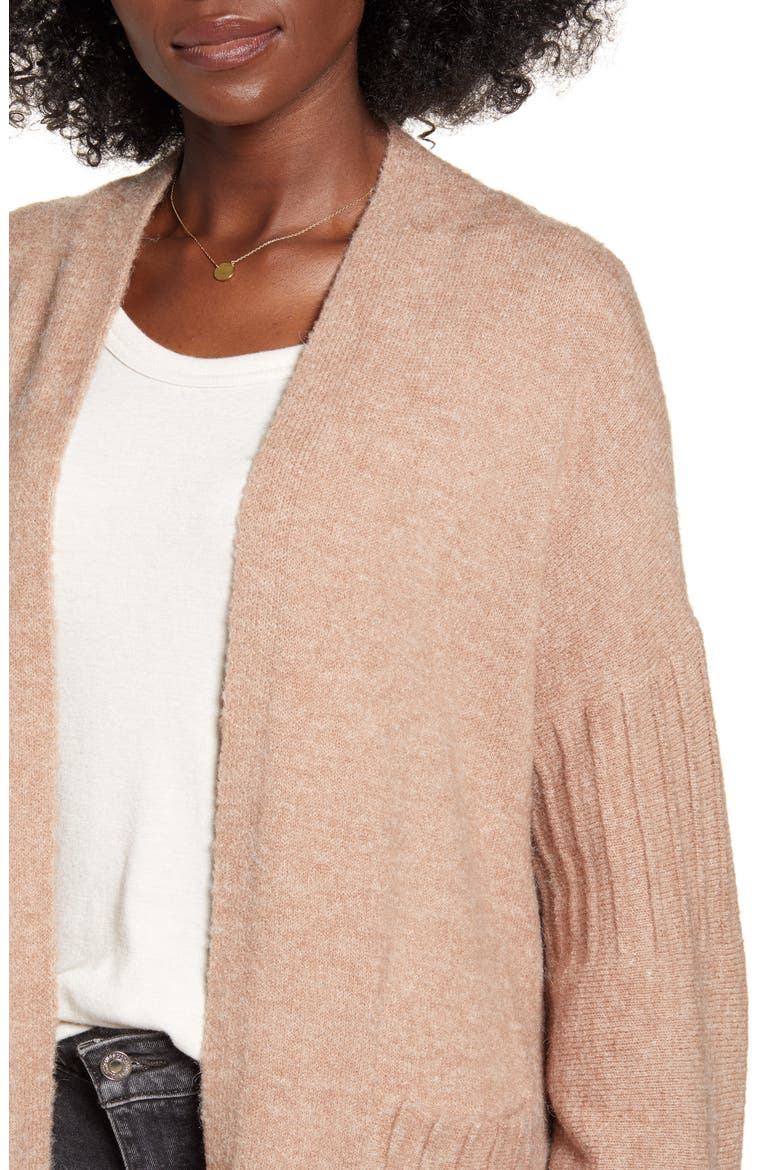 Balloon Sleeve Cardigan, Alternate, color, TAN