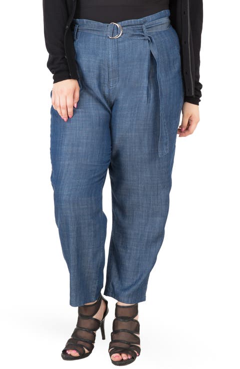 Marina Belted Paperbag Waist Pants (Plus Size)