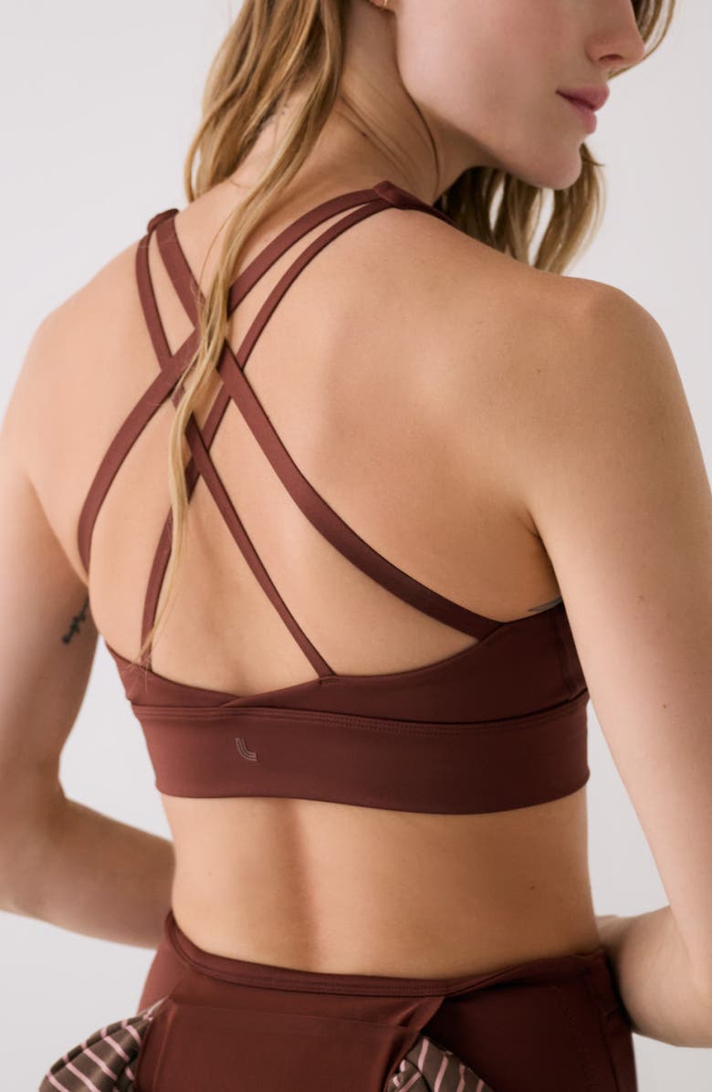 Lole Action Strappy Sports Bra, Alternate, color, Sienna
