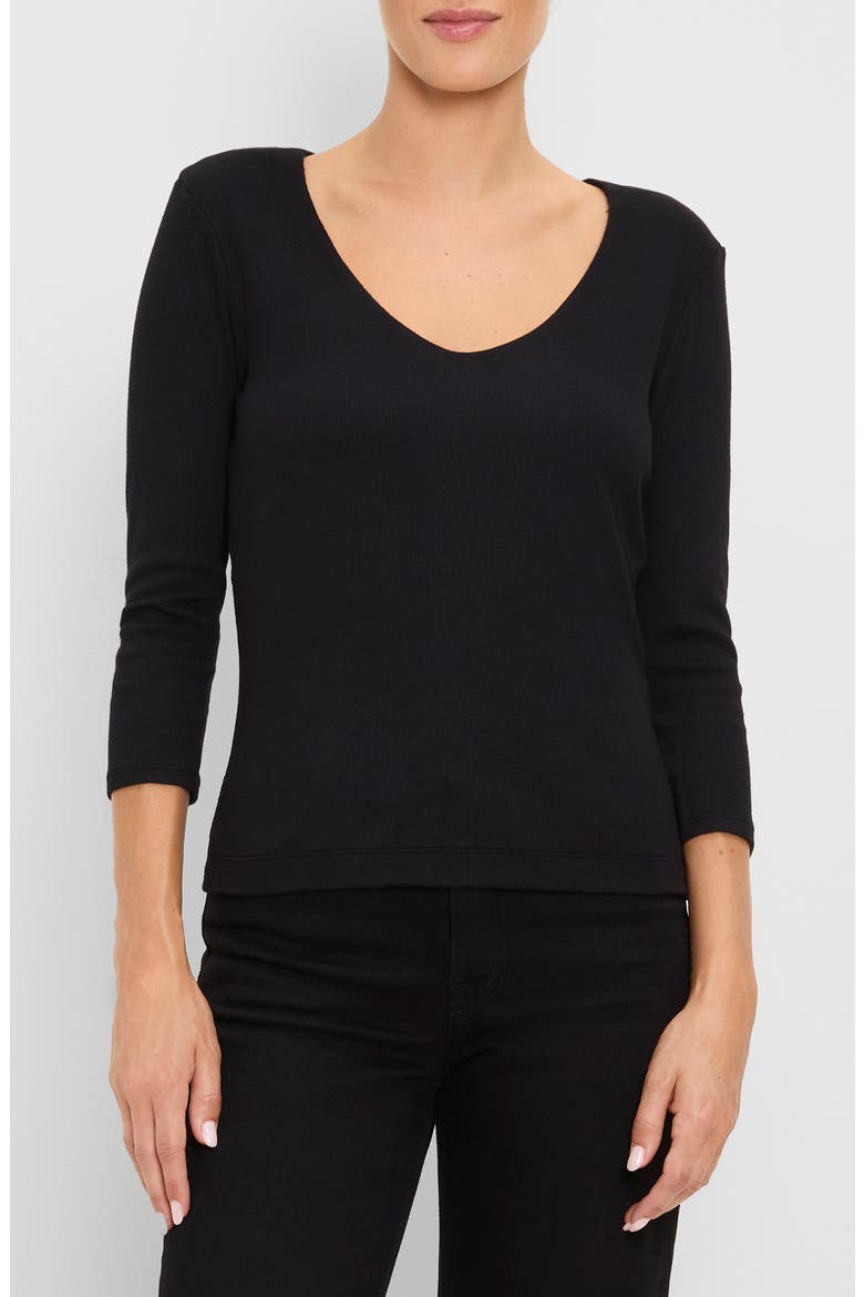 Callie V-Neck T-Shirt, Main, color, BLACK