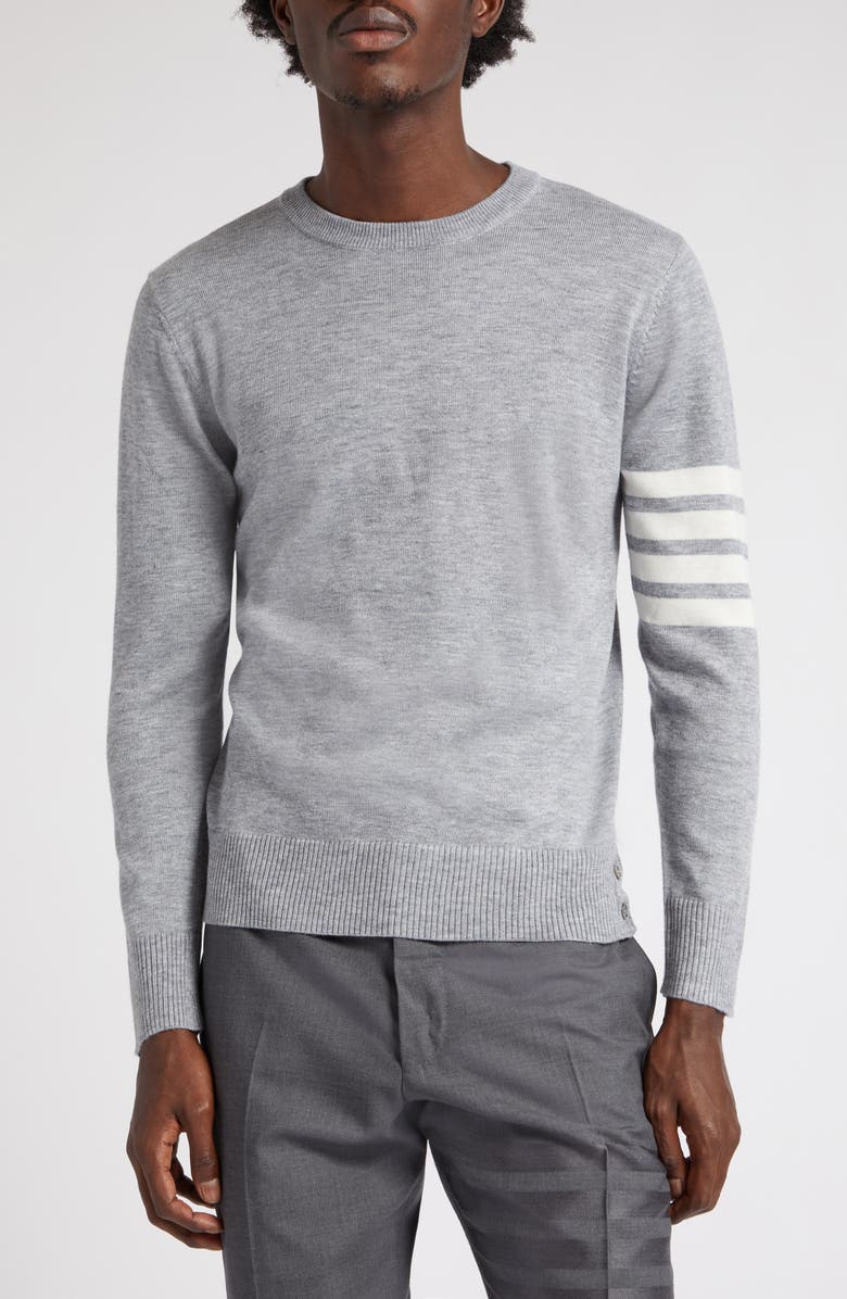 Thom Browne Merino Wool Pullover, Main, color, Med Grey