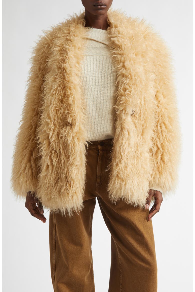 Mylae Faux Fur Coat, Main, color, PALE YELLOW