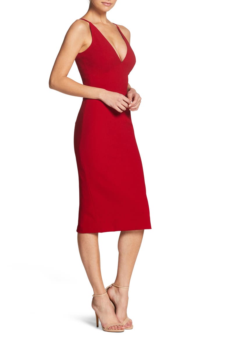 Lyla Crepe Cocktail Dress, Alternate, color, GARNET