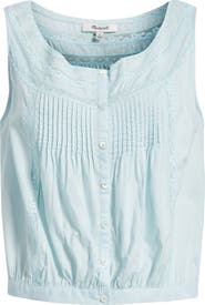 Madewell Lace Inset Pintuck Sleeveless Top