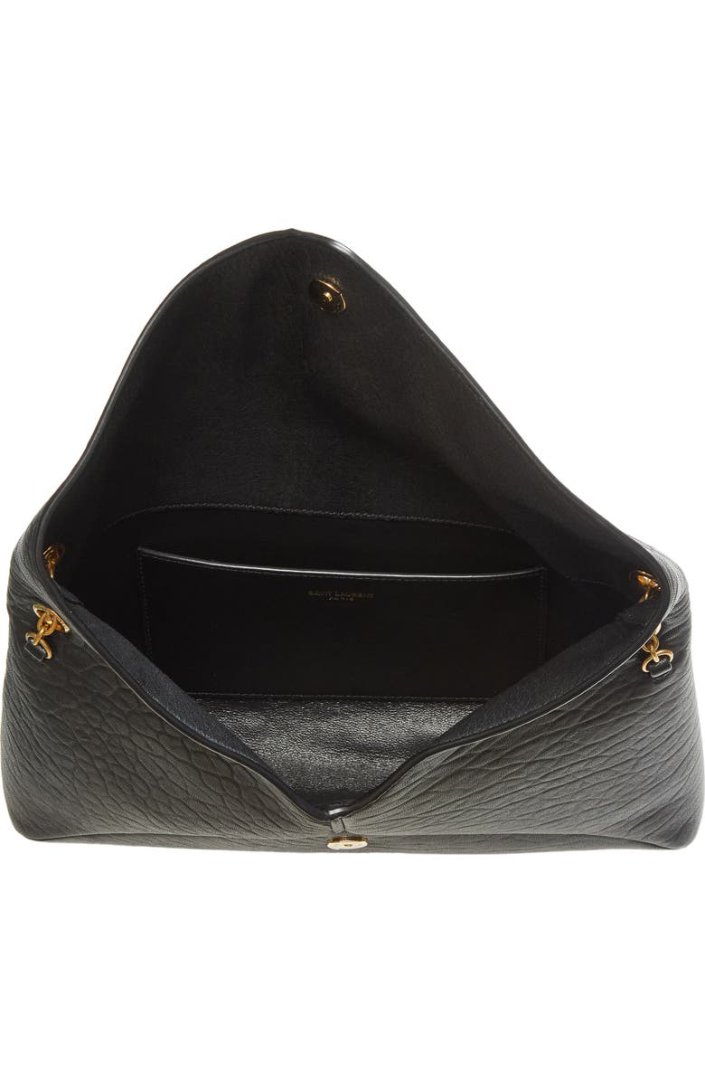 Saint Laurent Cassandre Lambskin Leather Pouch on a Chain, Alternate, color, Noir