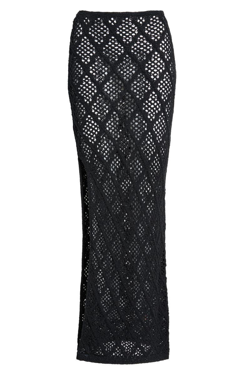 Elan Lace Side Slit Cover-Up Maxi Skirt, Main, color, Black