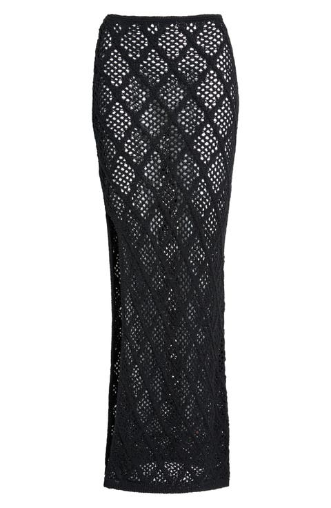 Lace Side Slit Cover-Up Maxi Skirt