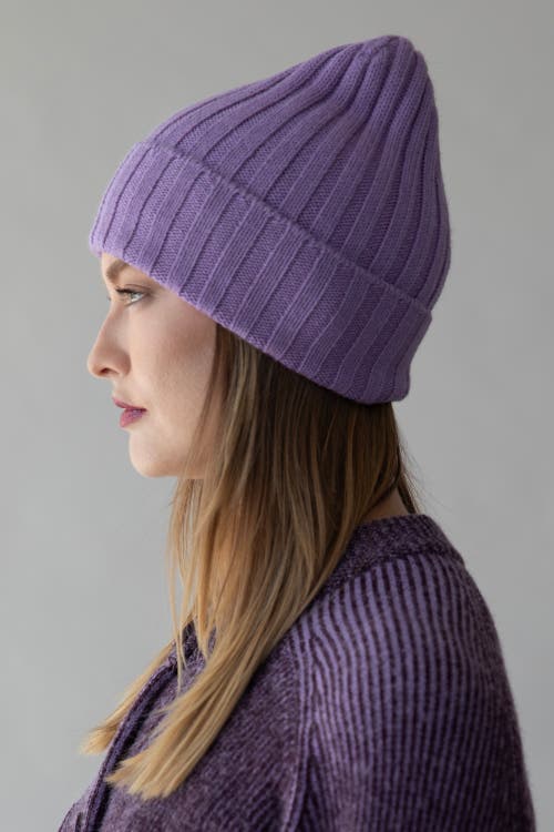 Sskein Ribbed Beanie In Purple