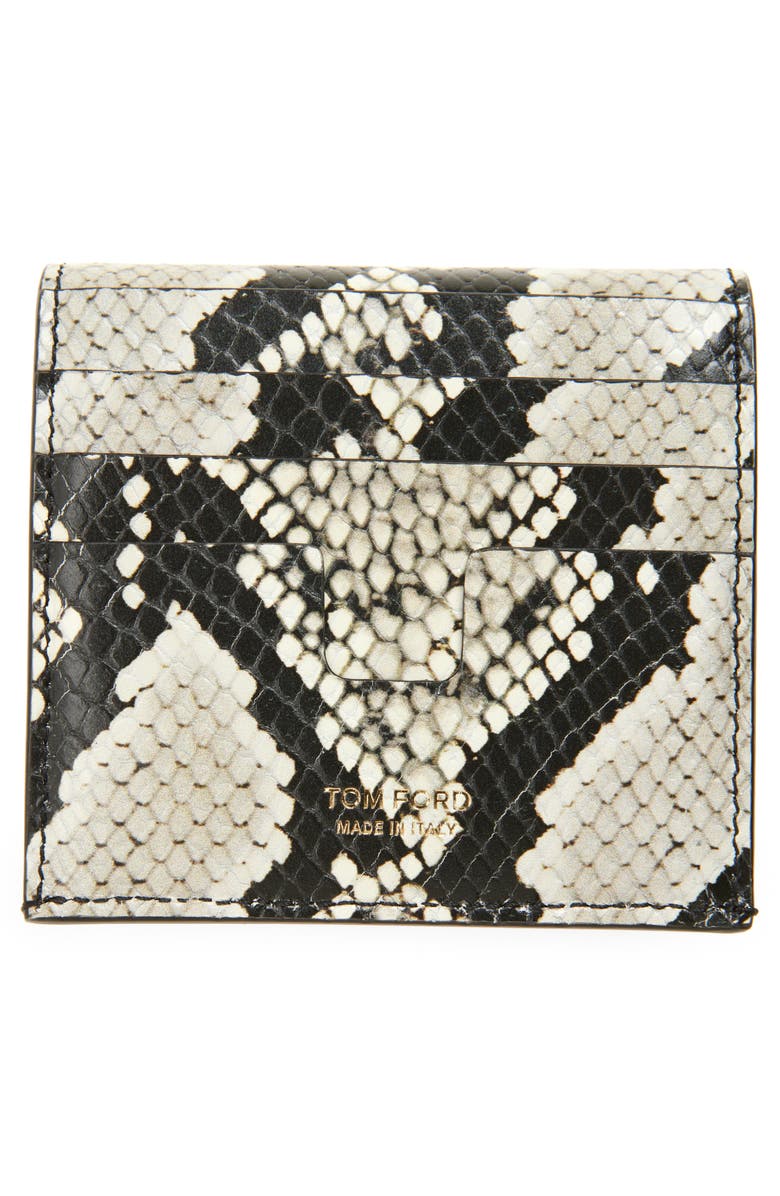 TOM FORD Tara Python Embossed Leather Card Wallet, Alternate, color,