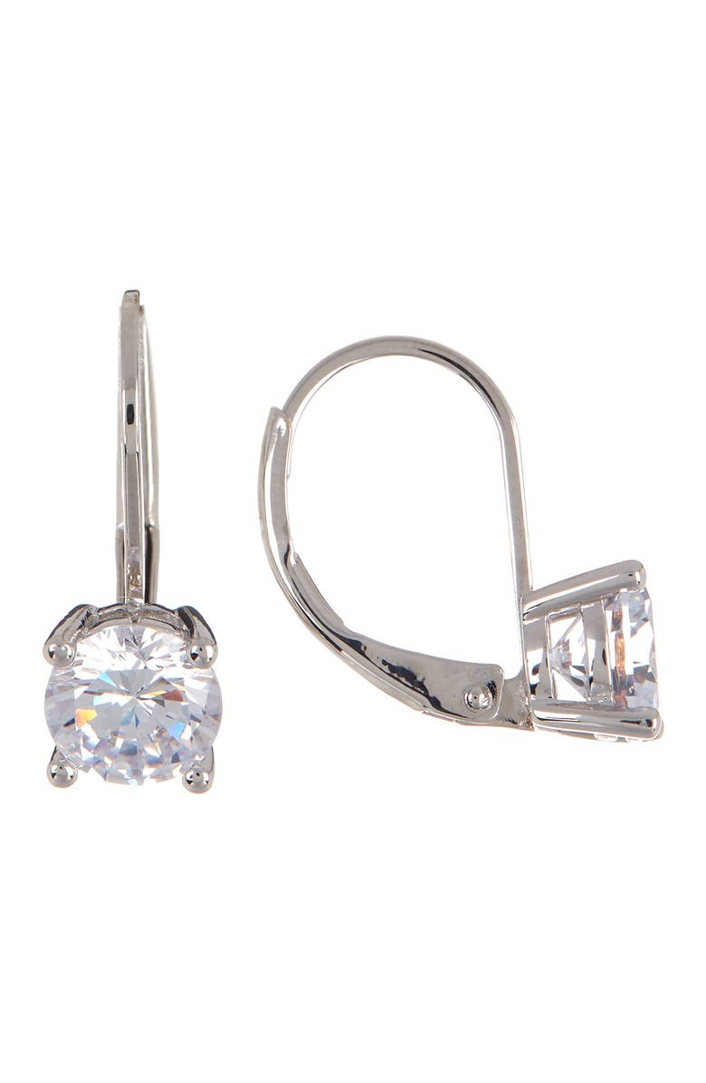 NORDSTROM RACK Solitaire CZ Drop Earrings, Alternate, color, Clear- Silver