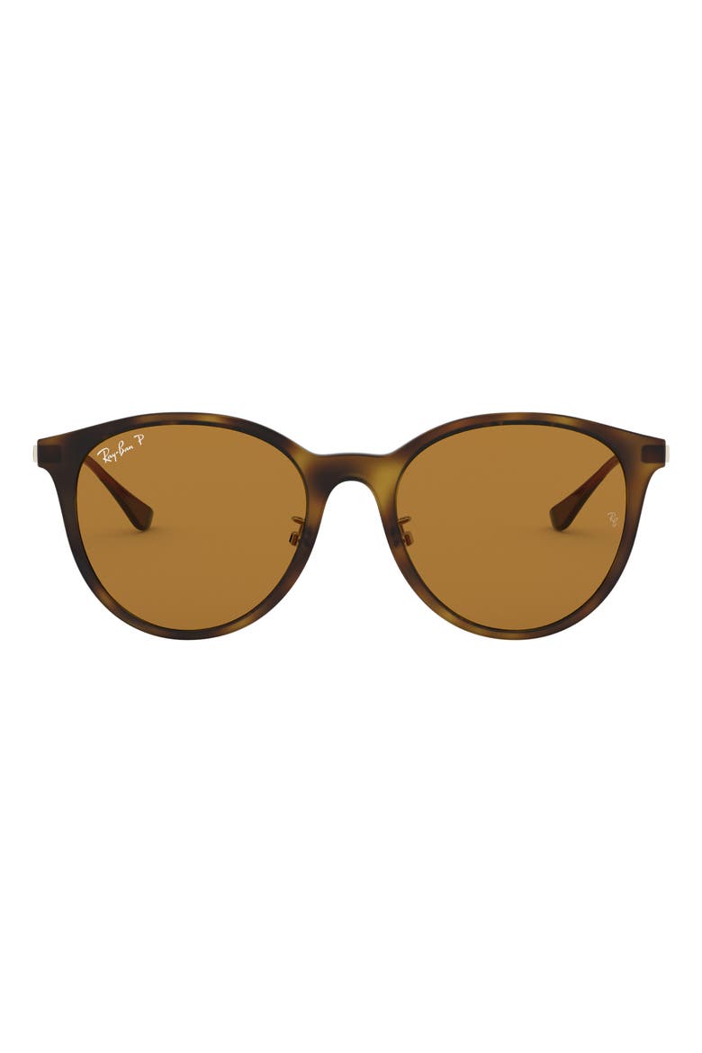 55mm Polarized Square Sunglasses, Main, color, LIGHT HAVANA / BROWN