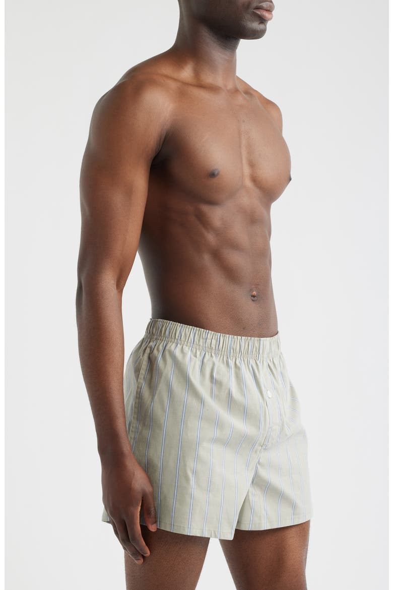 Modern Woven Stretch Cotton Boxers, Alternate, color, GREEN SEAGRASS HIP STRIPE