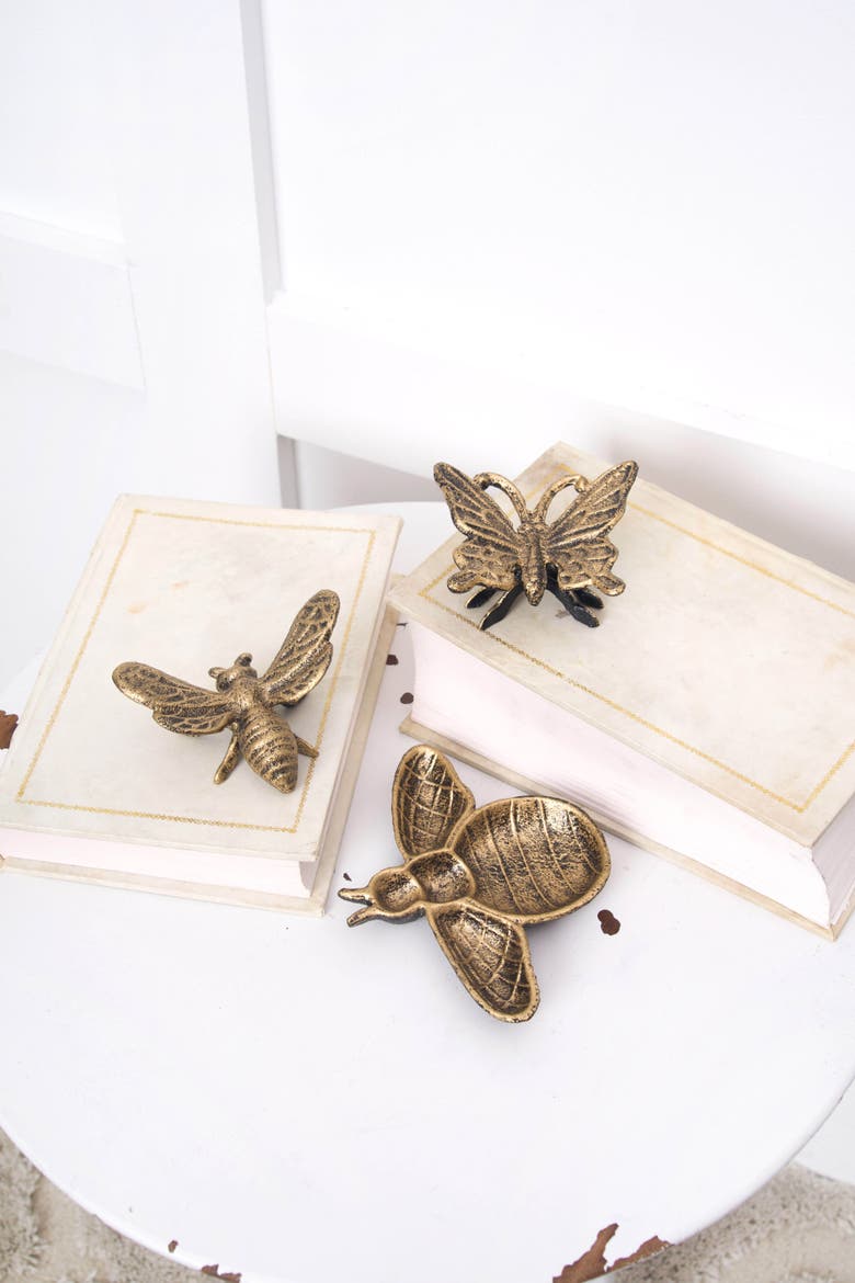 Gold Bumble Bee Iron Metal Small Decorative Figurine, Alternate, color, Gold