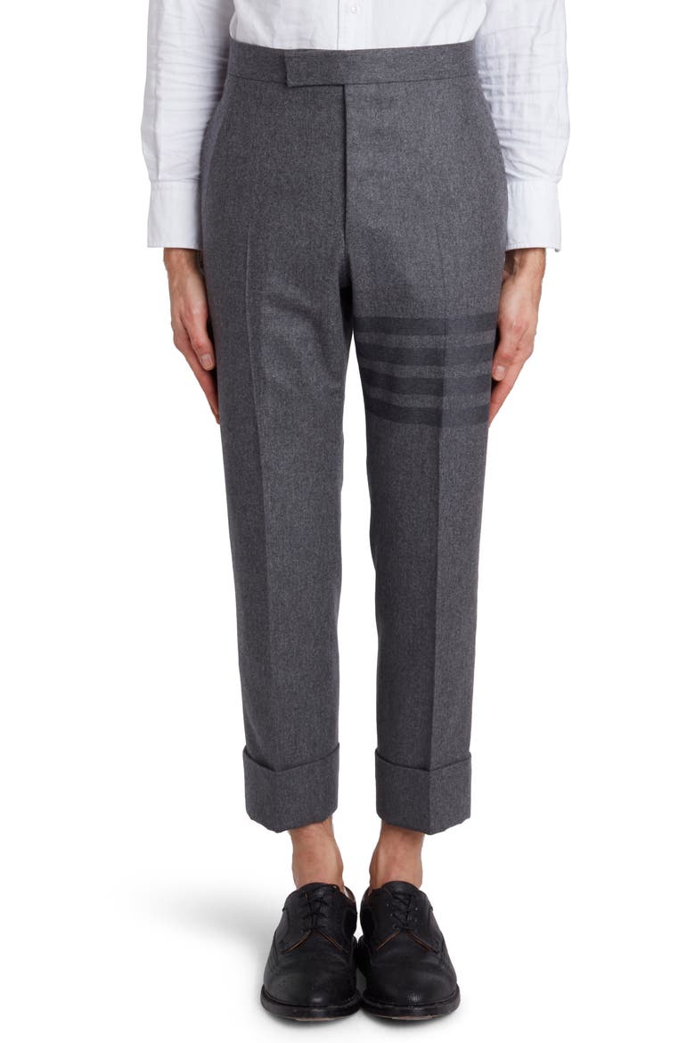 4-Bar Cropped Wool & Cashmere Pants, Main, color, MED GREY