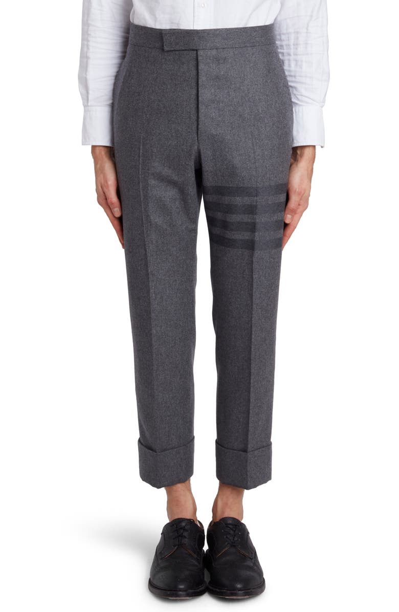 Thom Browne 4-Bar Cropped Wool & Cashmere Pants, Main, color, Med Grey