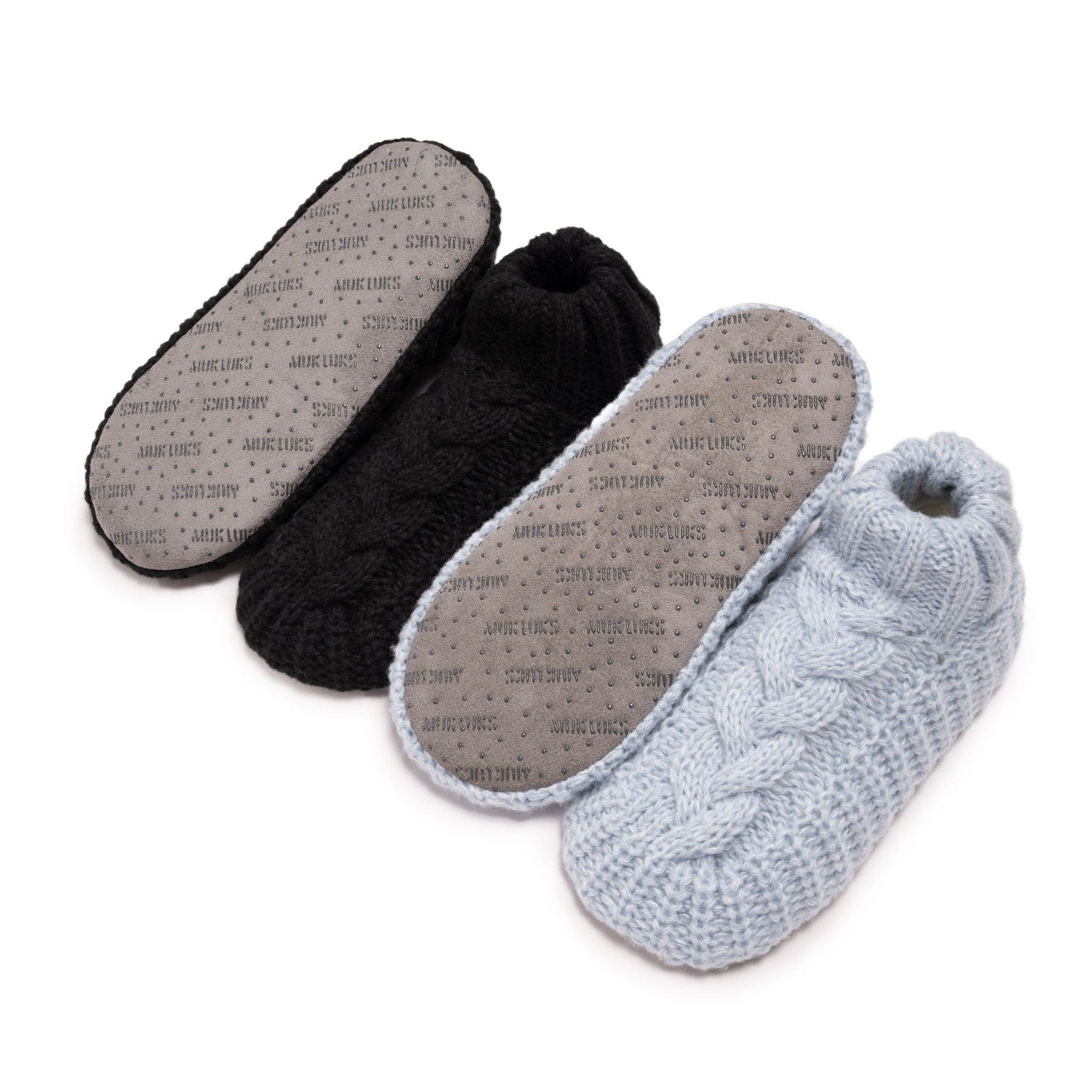 2 Pair Pack Cuffed Sweater Knit Ballerinas, Alternate, color, Black/Light Blue