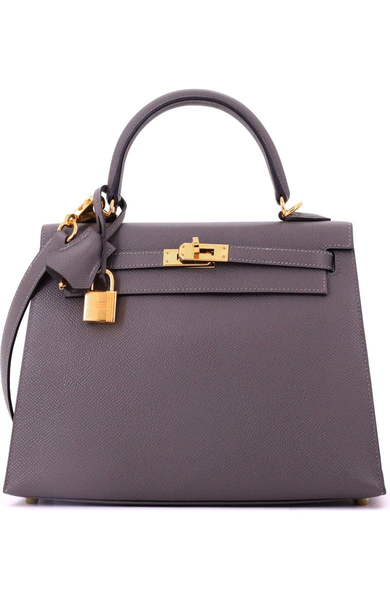 Pre-Owned Hermes Kelly Handbag Grey Epsom with Gold Hardware 25, Main, color, Gris Meyer
