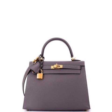 Kelly Handbag Grey Epsom with Gold Hardware 25