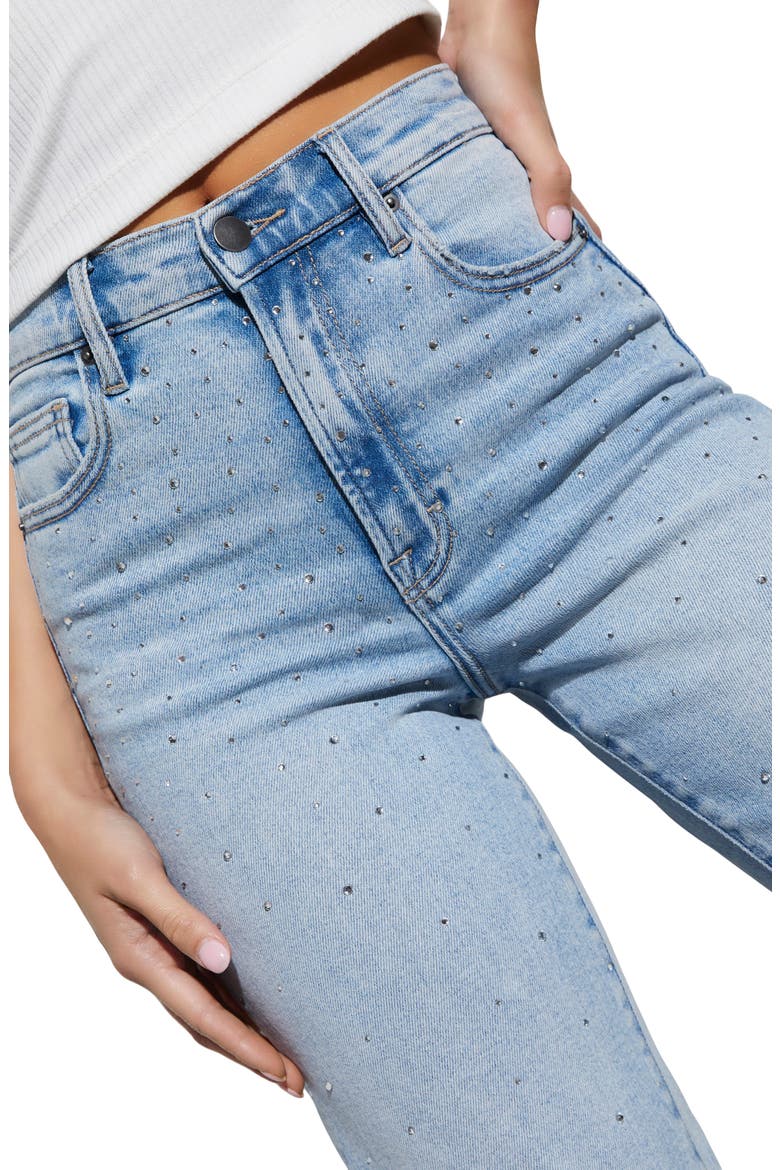 Wilda Icon Diamonte Ripped Straight Leg Jeans, Alternate, color, LIGHT WASH