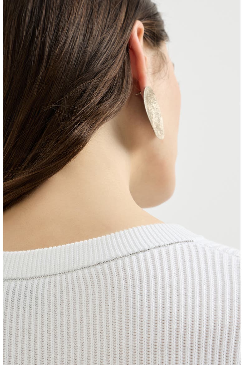 Cotton English rib sweater with monili, Alternate, color, White