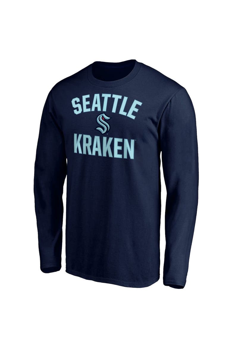 Men's Fanatics Branded Deep Sea Blue Seattle Kraken Big & Tall Victory Arch Long Sleeve T-Shirt, Alternate, color, Navy
