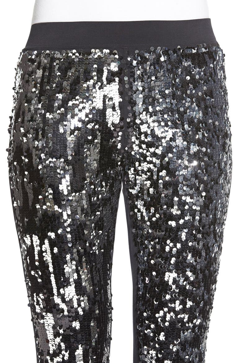 Sequin Front Leggings, Alternate, color, BLACK/SILVER