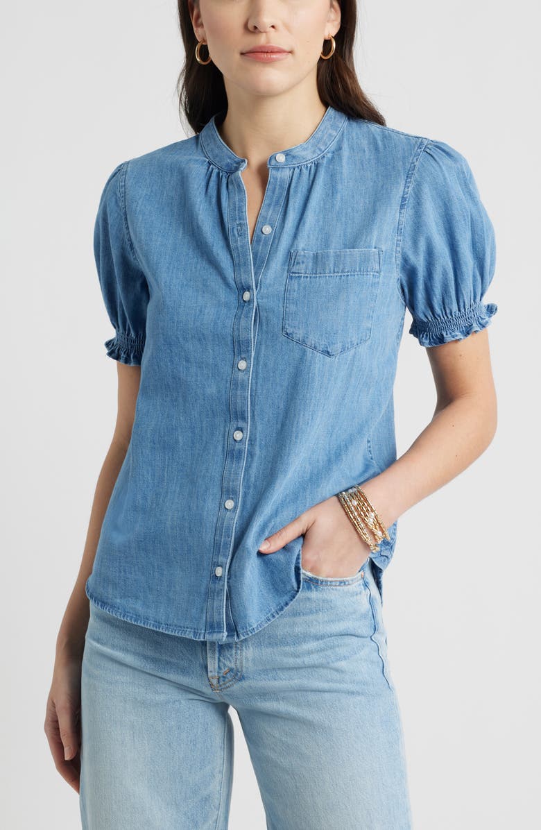 Caslon<sup>®</sup> Chambray Button-Up Shirt, Main, color, Medium Wash