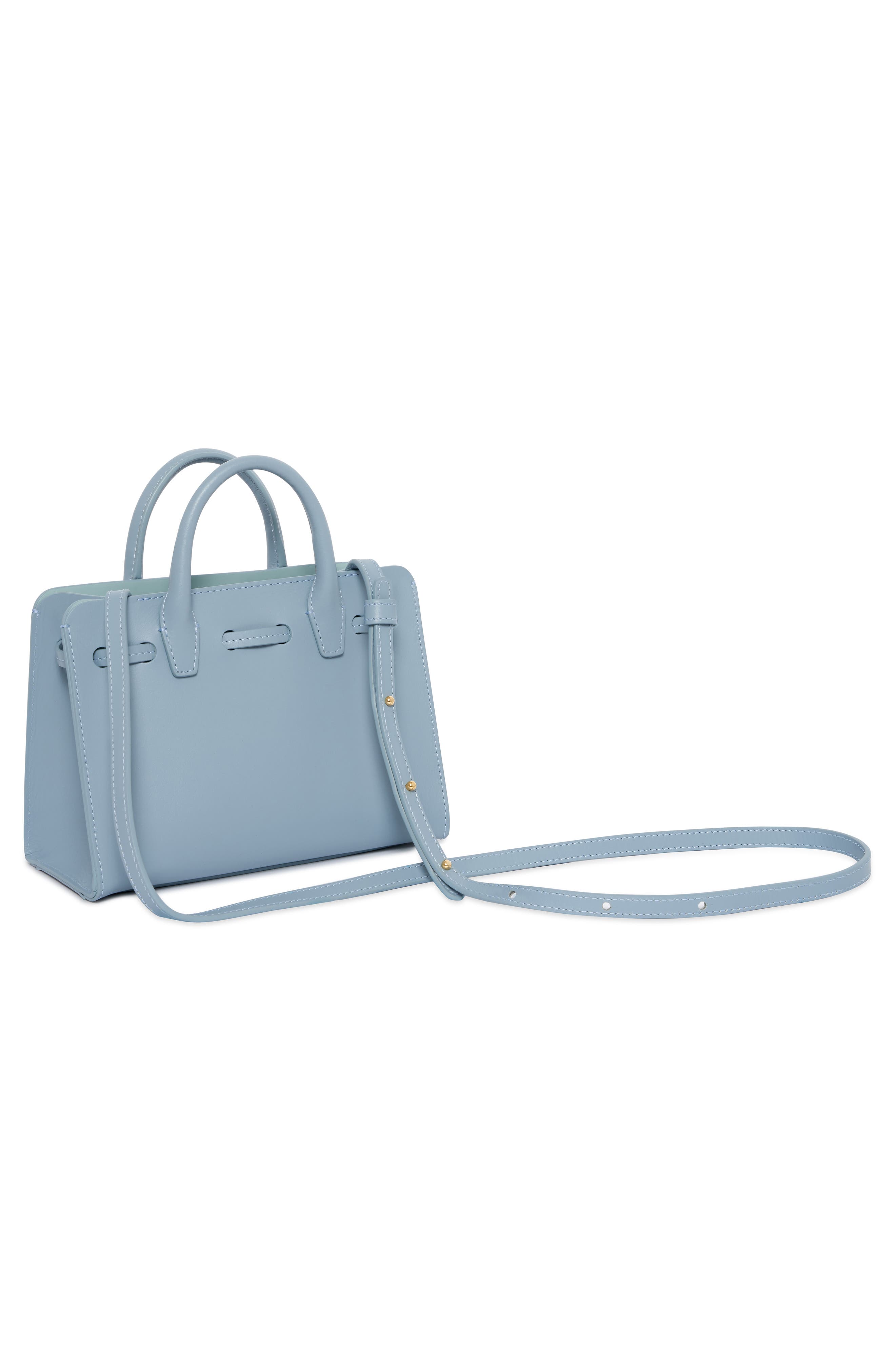 Mini Mini Sun Leather Bag, Alternate, color, GREY BLUE