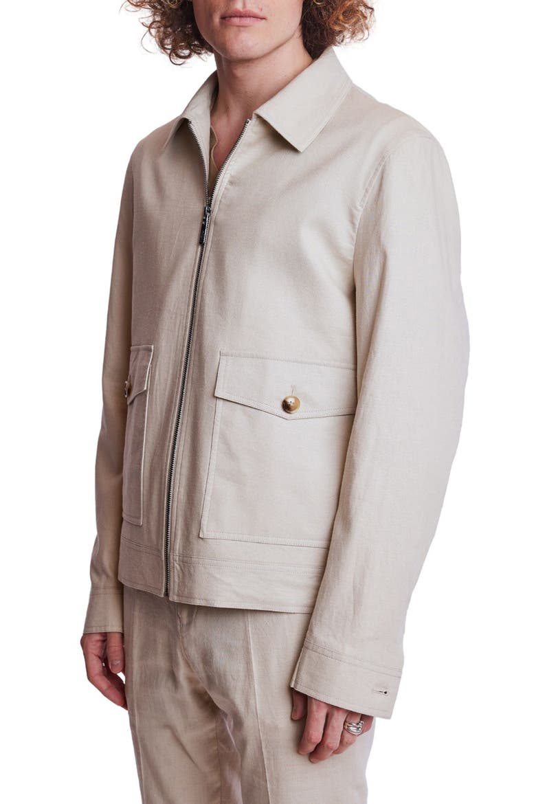 Milo Slim Fit Linen Blend Bomber Jacket, Alternate, color, TAN LINEN