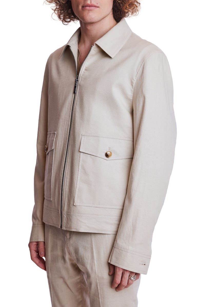 PAISLEY & GRAY Milo Slim Fit Linen Blend Bomber Jacket, Alternate, color, Tan Linen