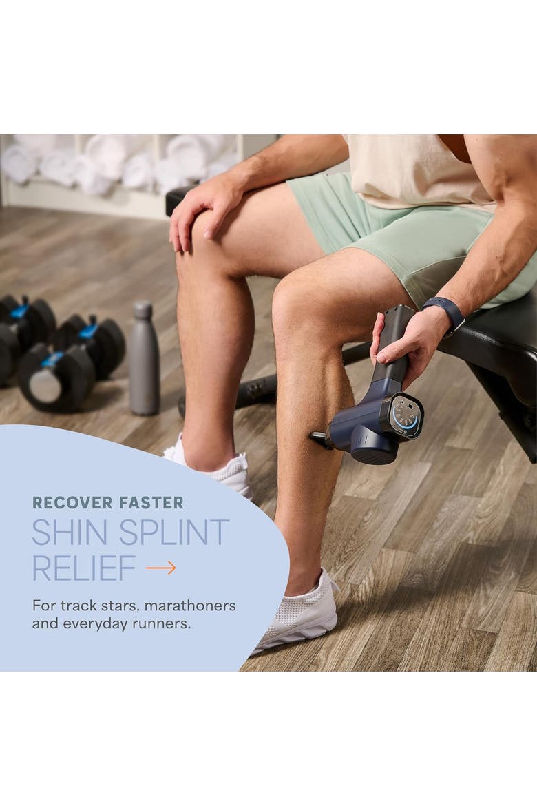 Sonic Massage Gun Percussion Muscle Massager with 8 Heads & 6 Speeds, Alternate, color, Blue