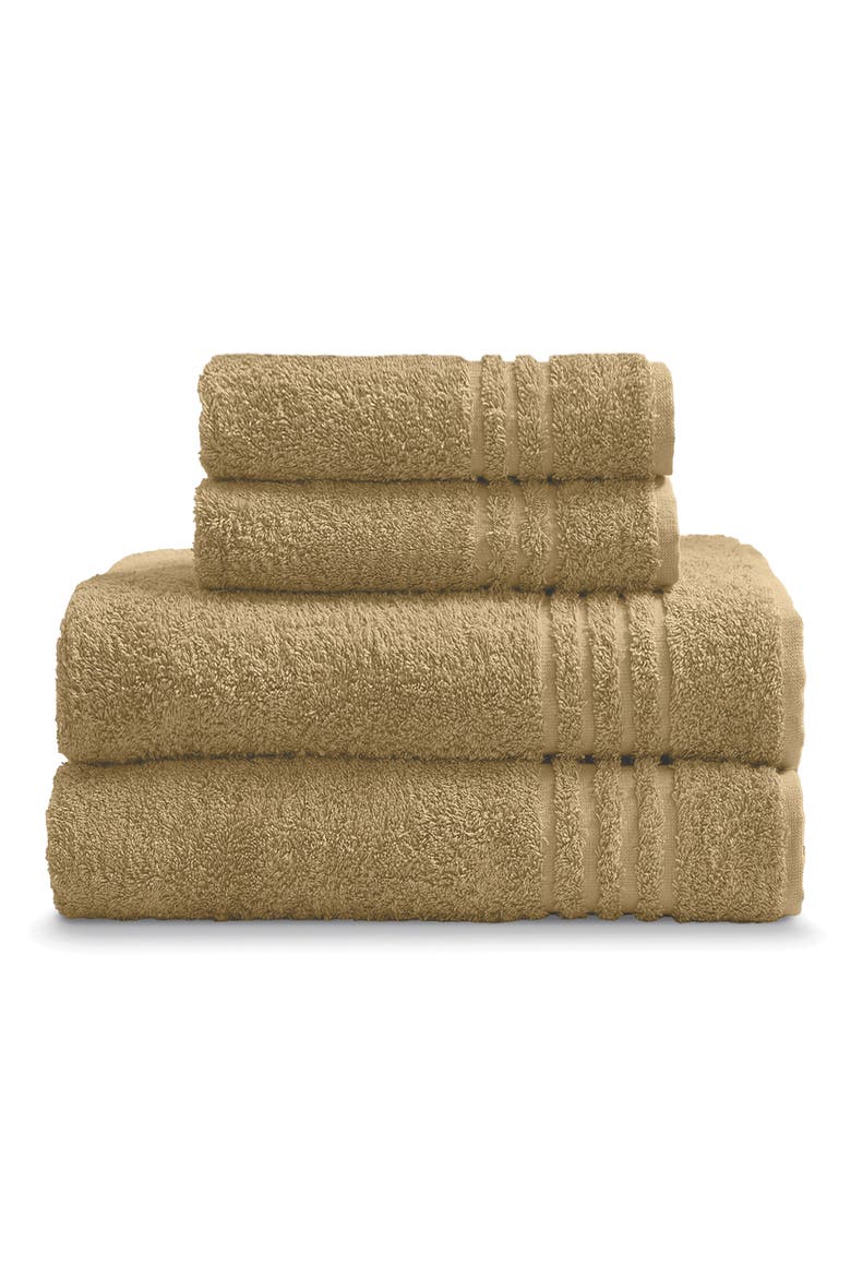 Solid Cotton 4-Piece Towel Set, Main, color, LINEN