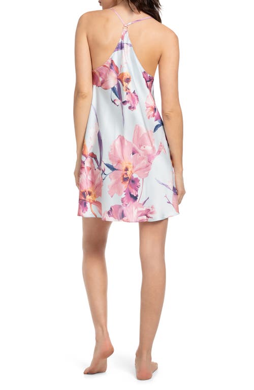 Midnight Bakery Haven Print Satin Chemise In Blue
