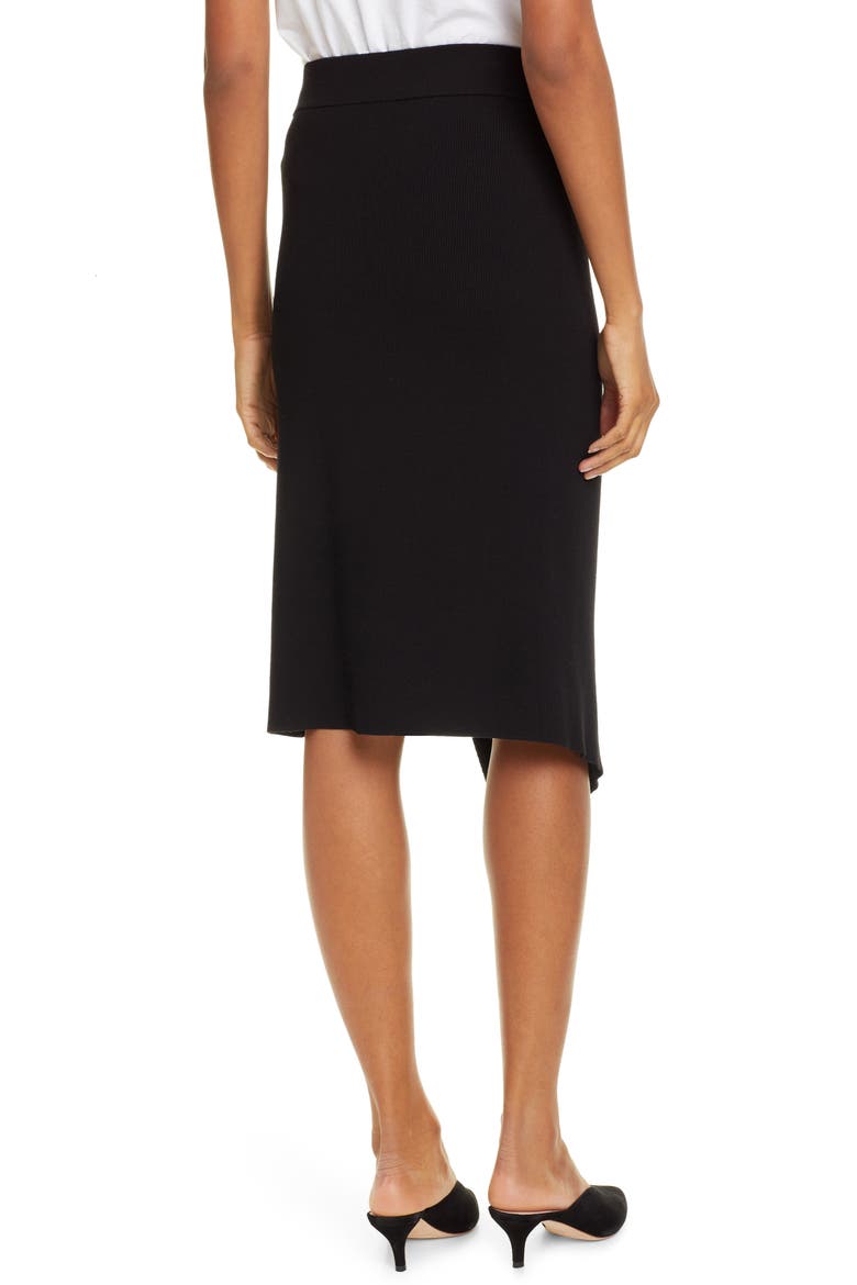 Flannery Rib Knit Faux Wrap Skirt, Alternate, color, BLACK