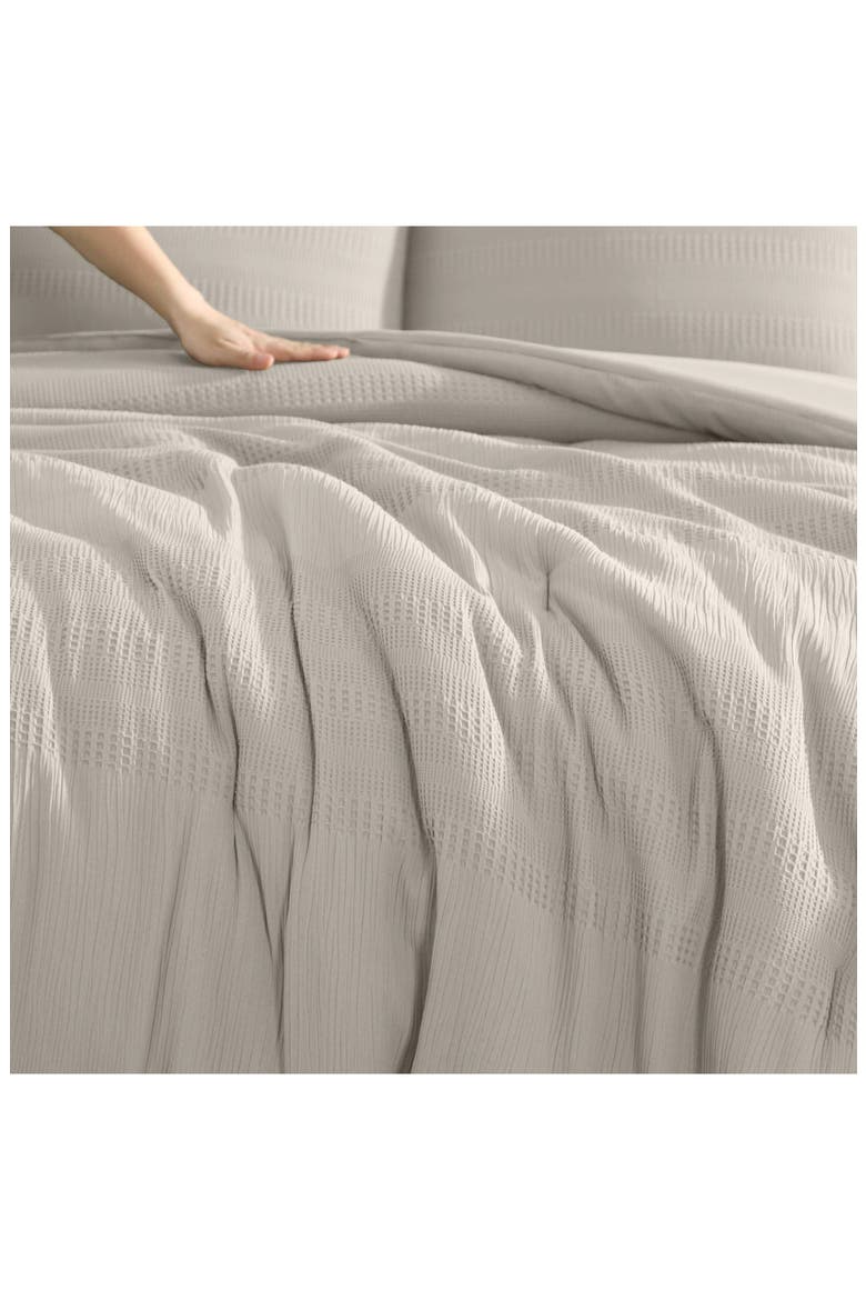 Variegated Waffle Cotton Duvet & Sham Set, Alternate, color, LIGHT BEIGE