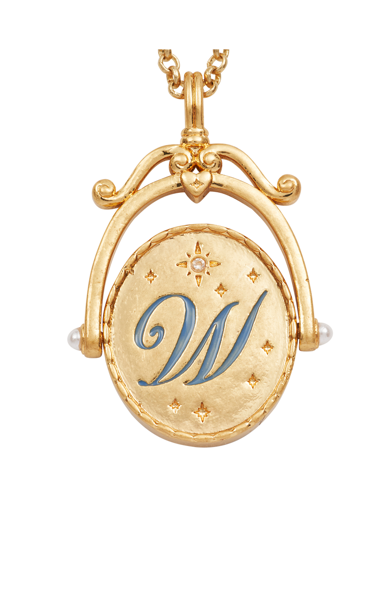 W Initial Water Lily Gold Spinner Chain Necklace, Alternate, color, Gold