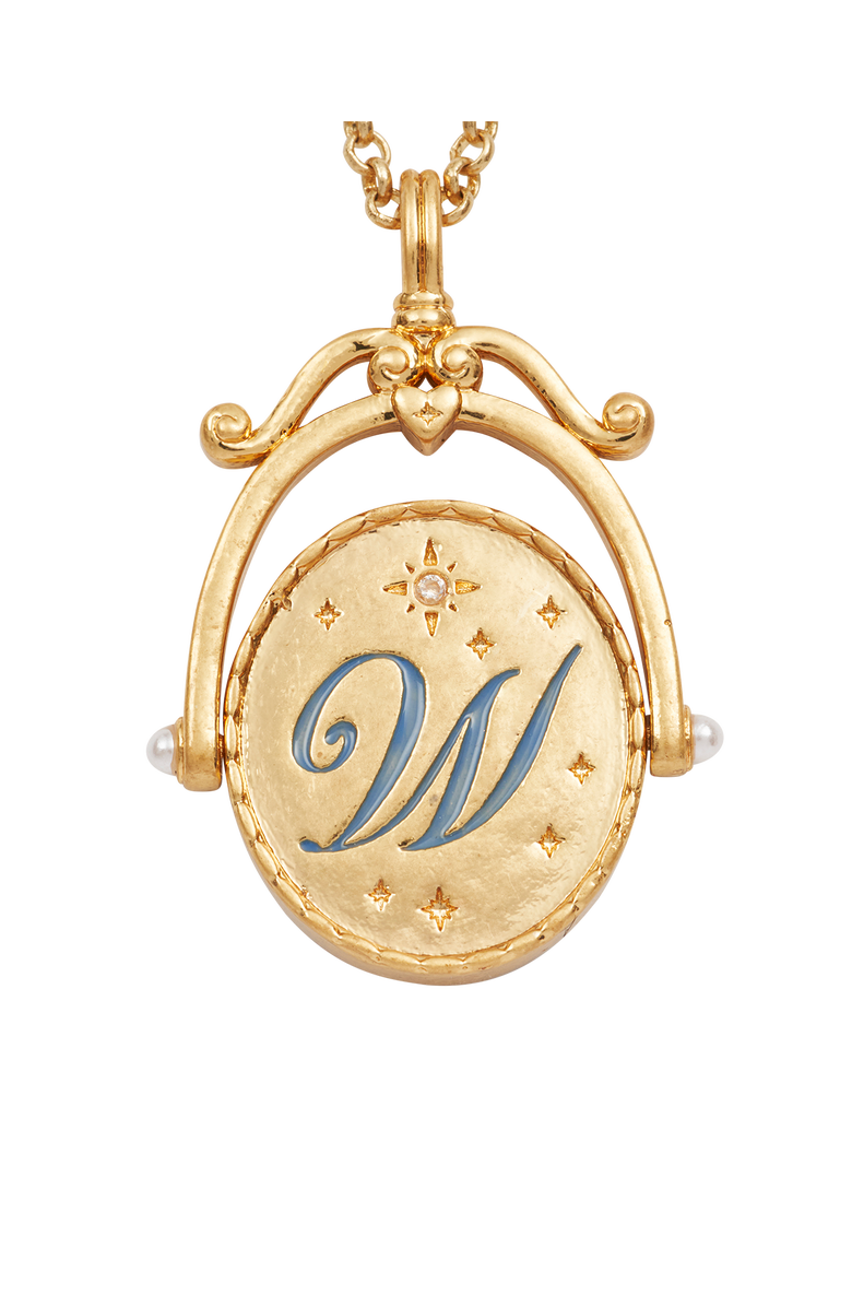Fable England W Initial Water Lily Gold Spinner Chain Necklace, Alternate, color, Gold