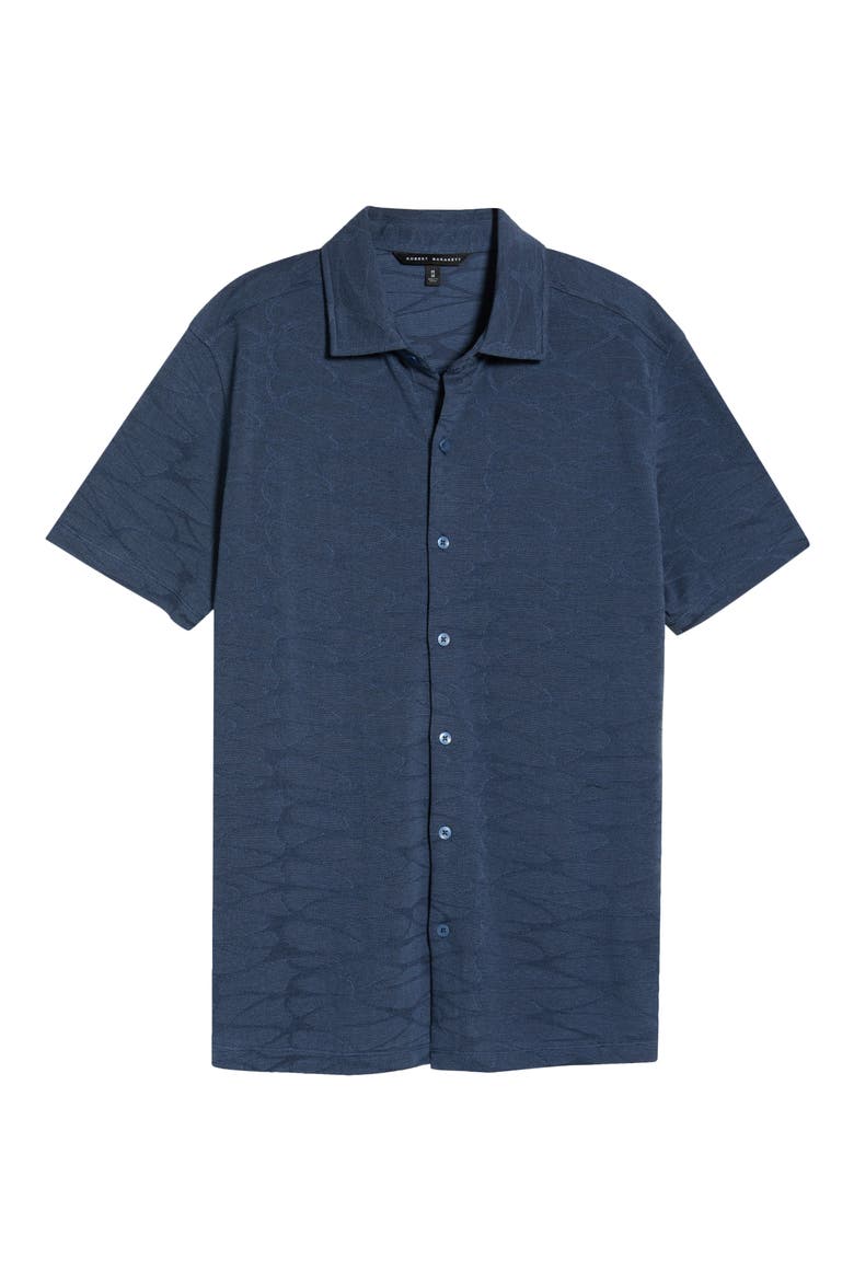 Graham Short Sleeve Sleeve Knit Button-Up Shirt, Alternate, color, DARK CASPIAN