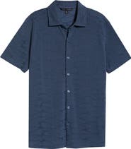 Robert Barakett Graham Short Sleeve Sleeve Knit Button-Up Shirt