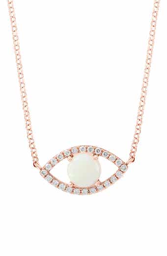 Diamond & Opal Evil Eye Pendant Necklace