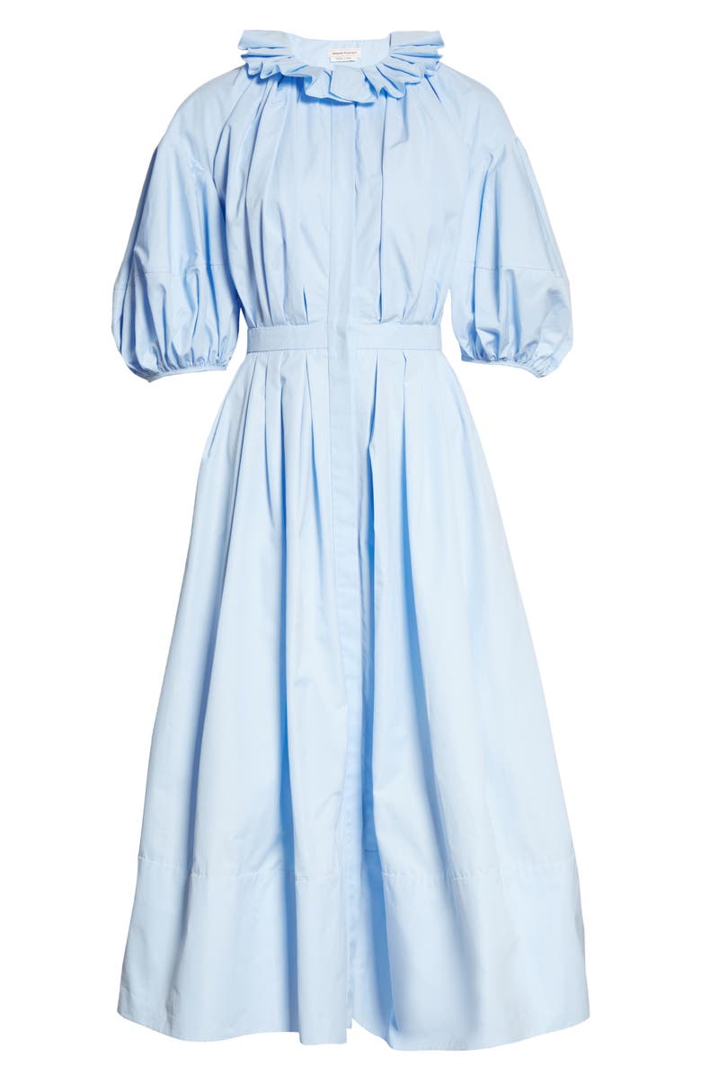 McQueen Alexander McQueen Pleat A-Line Poplin Dress, Alternate, color, 